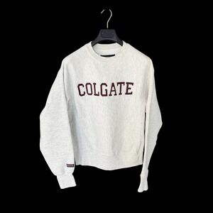 90's JanSport Colgate University Sweatshirt Medium Gray Reverse Weave Pullover